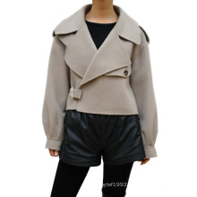Winter High Quality Factory Custom Short Turndown Collar 100% Wool  Coat Women Woolen Jacket Womens